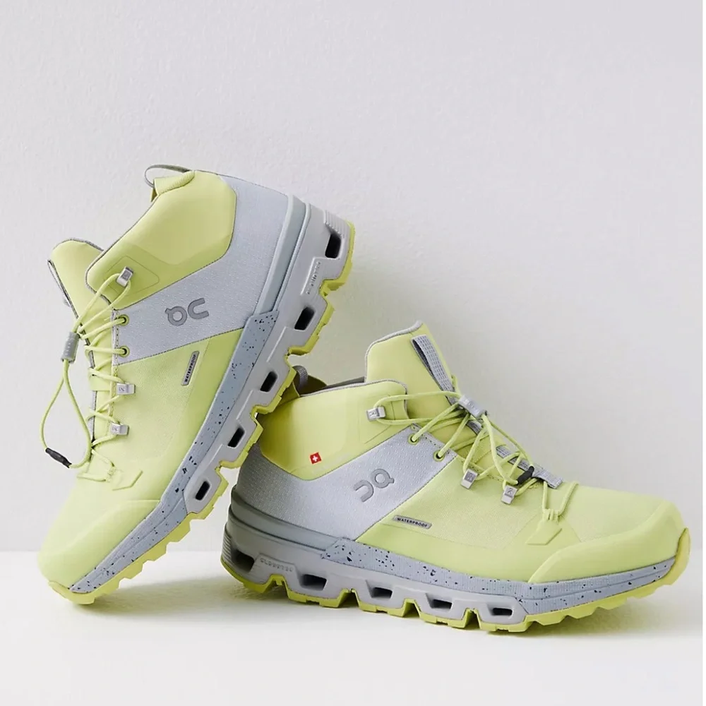 On Running Cloudtrax Waterproof Hiking Boot -men size 12.5 Glacier/Zest